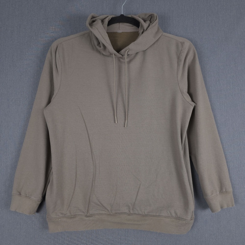 Olivers Apparel Hoodie Mens Medium Taupe‎ Cotton Wool Blend Pullover Sweatshirt